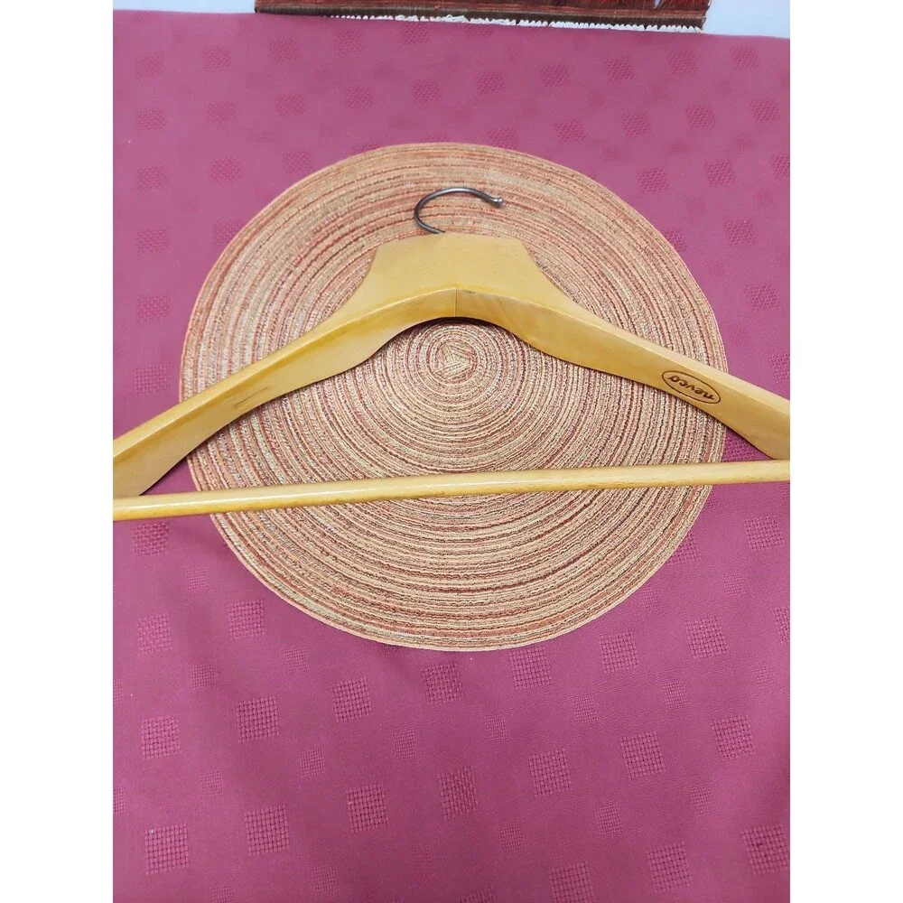 Vintage Nevco Contoured XL Wooden Coat Hanger 20 In Made In Yugoslavia 1950s